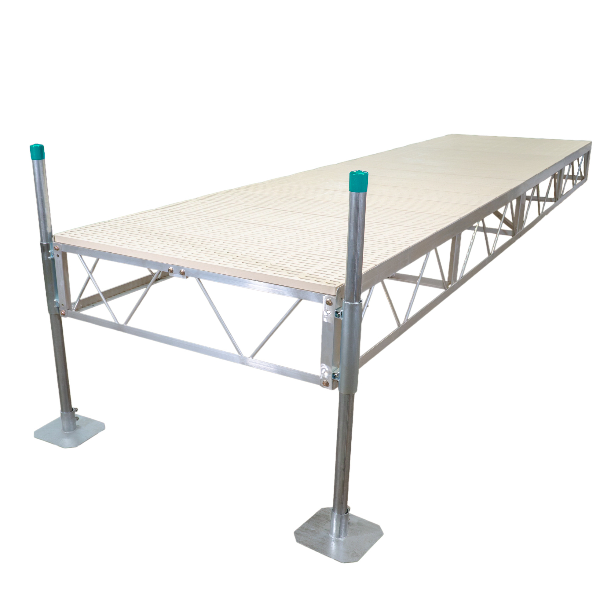 Patriot Docks 32' Straight Stationary Pipe Dock with Tan Poly Decking